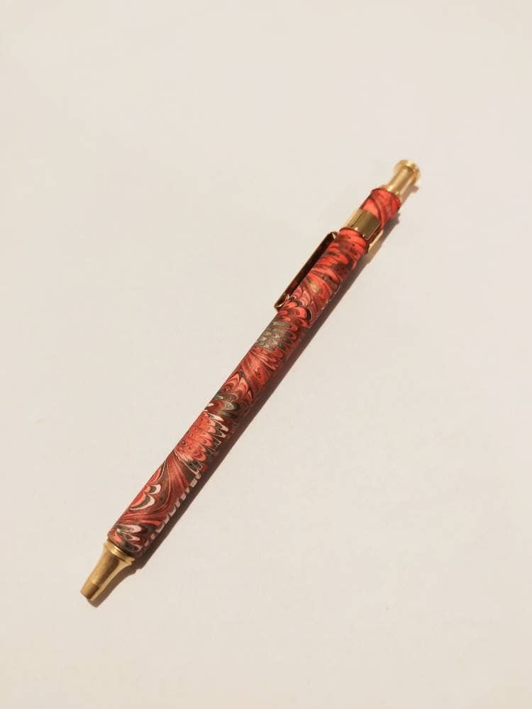 Red Florentine Marbled Hardcover Journal & Pen Set