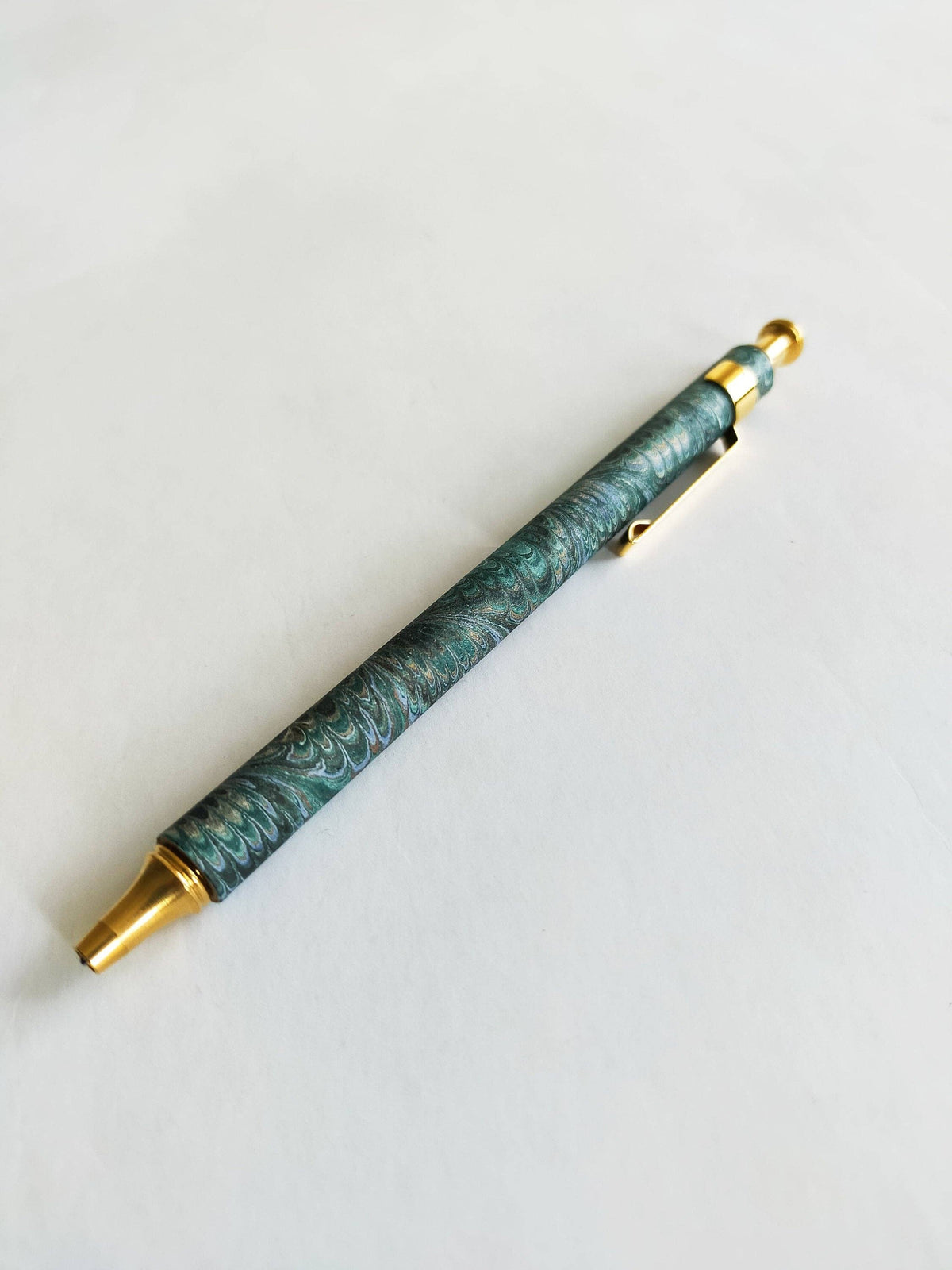 Teal marbled decorative pen