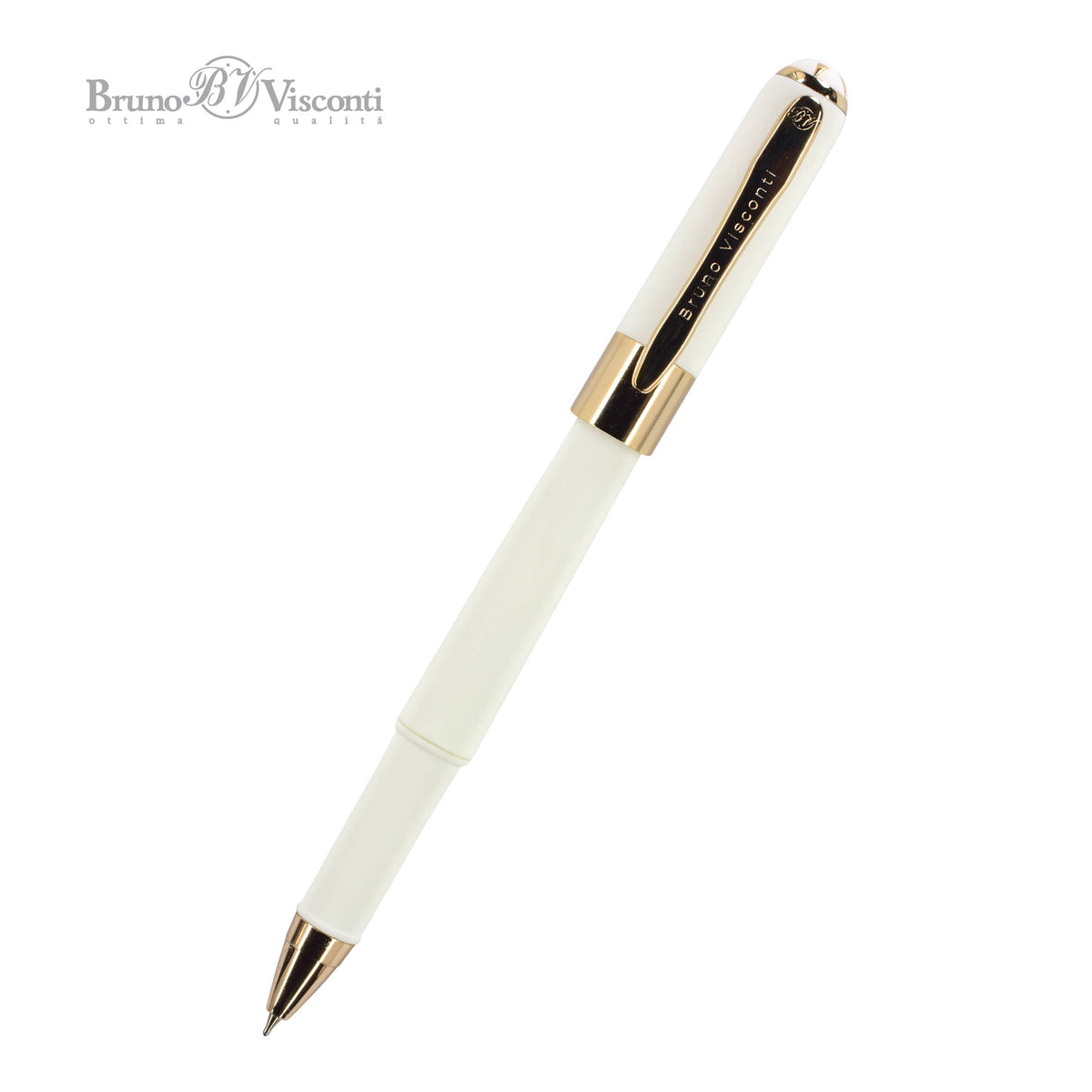 White and gold luxury pen on white background